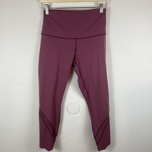 Lululemon Wunder Under Size8 Leggings II Scallop Hem Roll Down‎ Waist Mauve